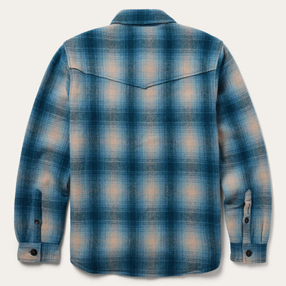 Wool Plaid Shirt Jacket | Stetson Blue