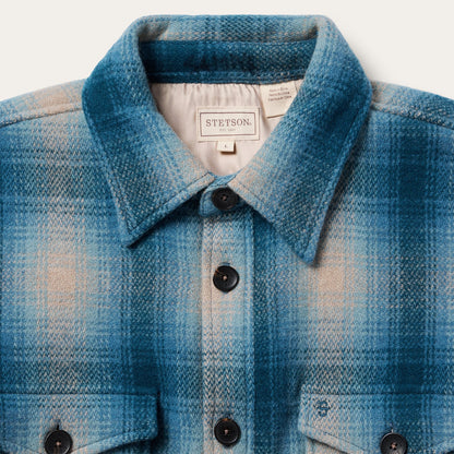 Wool Plaid Shirt Jacket | Stetson Blue