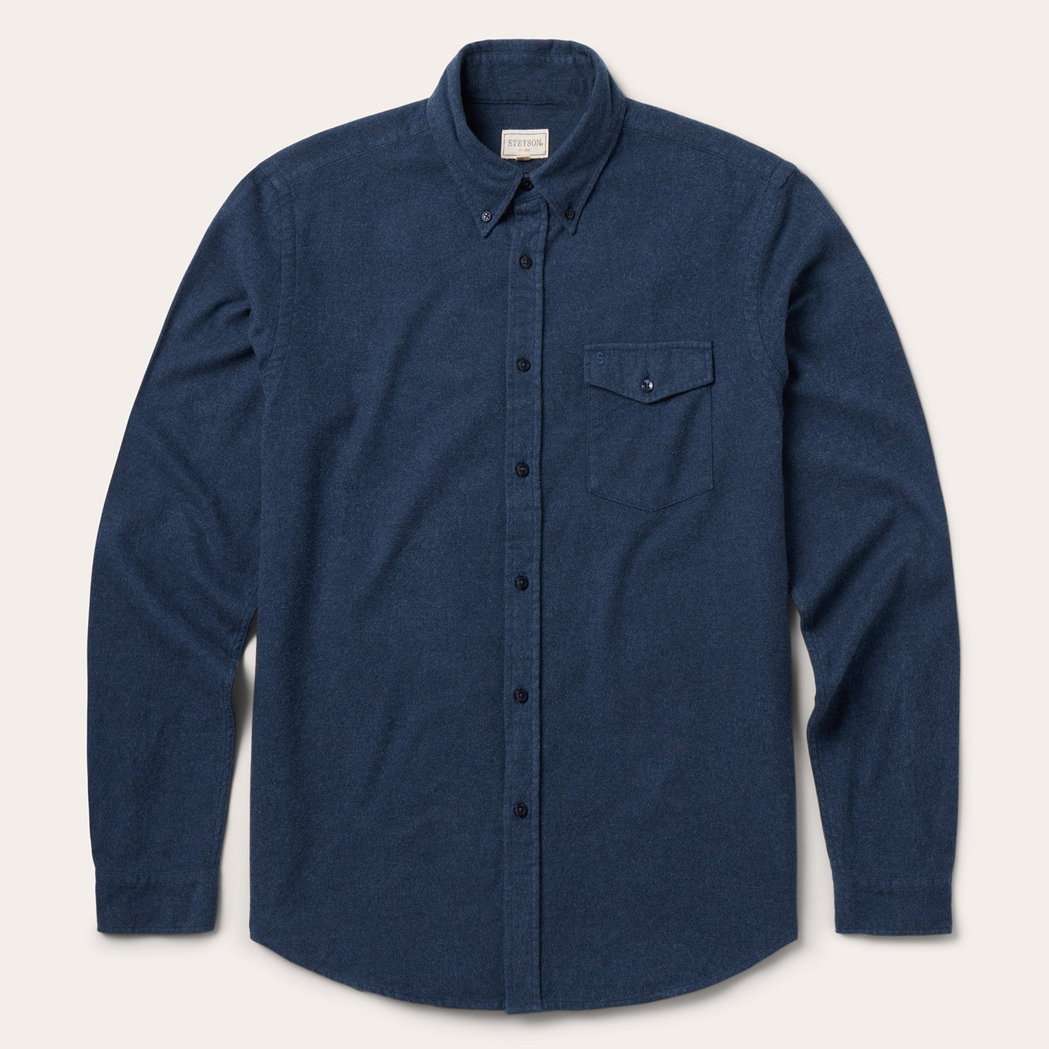 Heathered Flannel Button-Down Shirt | Stetson Blue