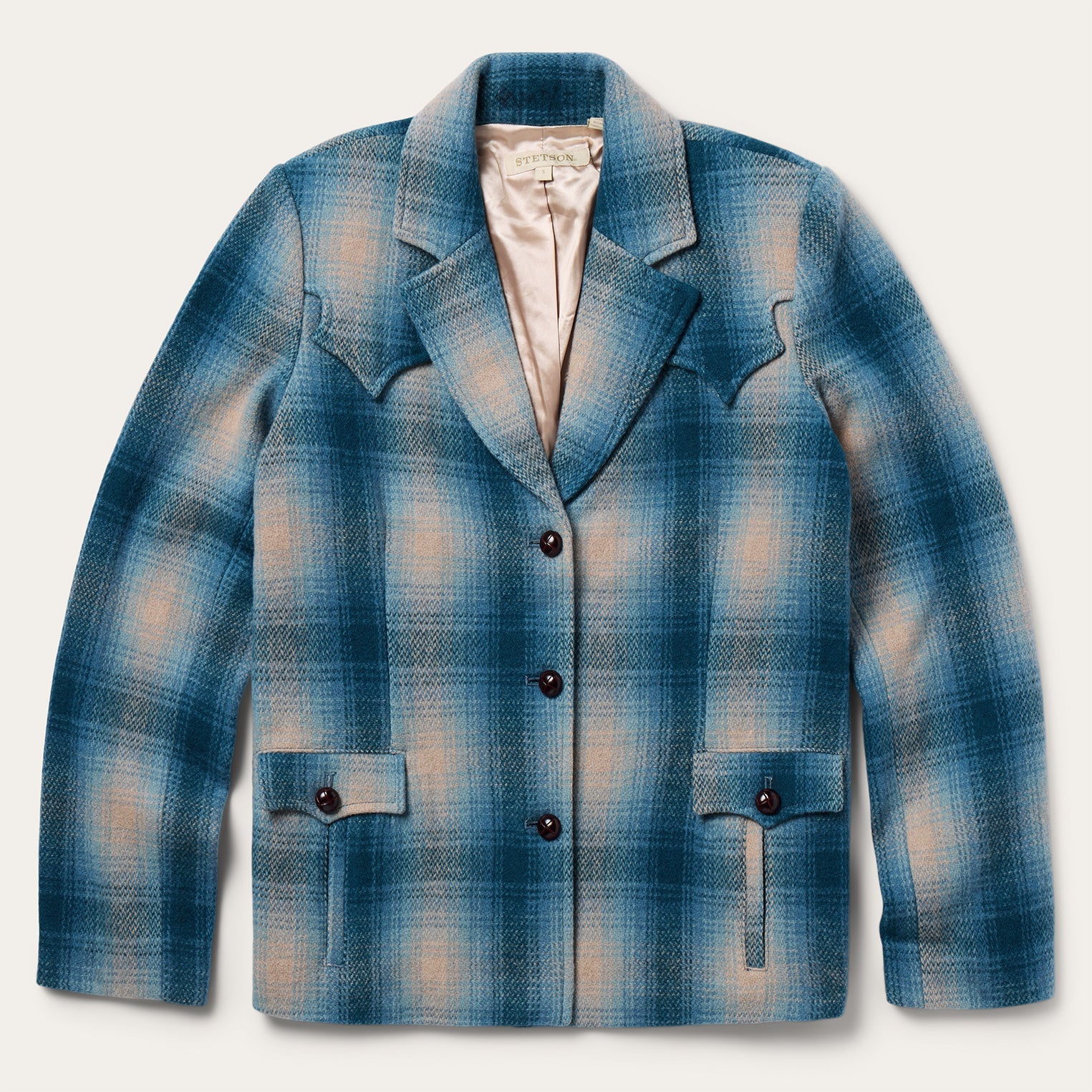 Wool Plaid Western Blazer | Stetson Navy