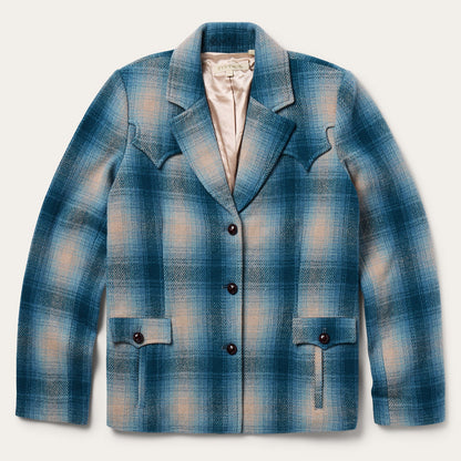 Wool Plaid Western Blazer | Stetson Navy