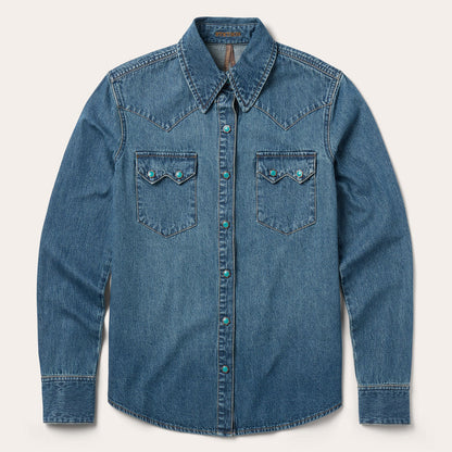 Turquoise Snap Western Denim Shirt | Stetson Blue