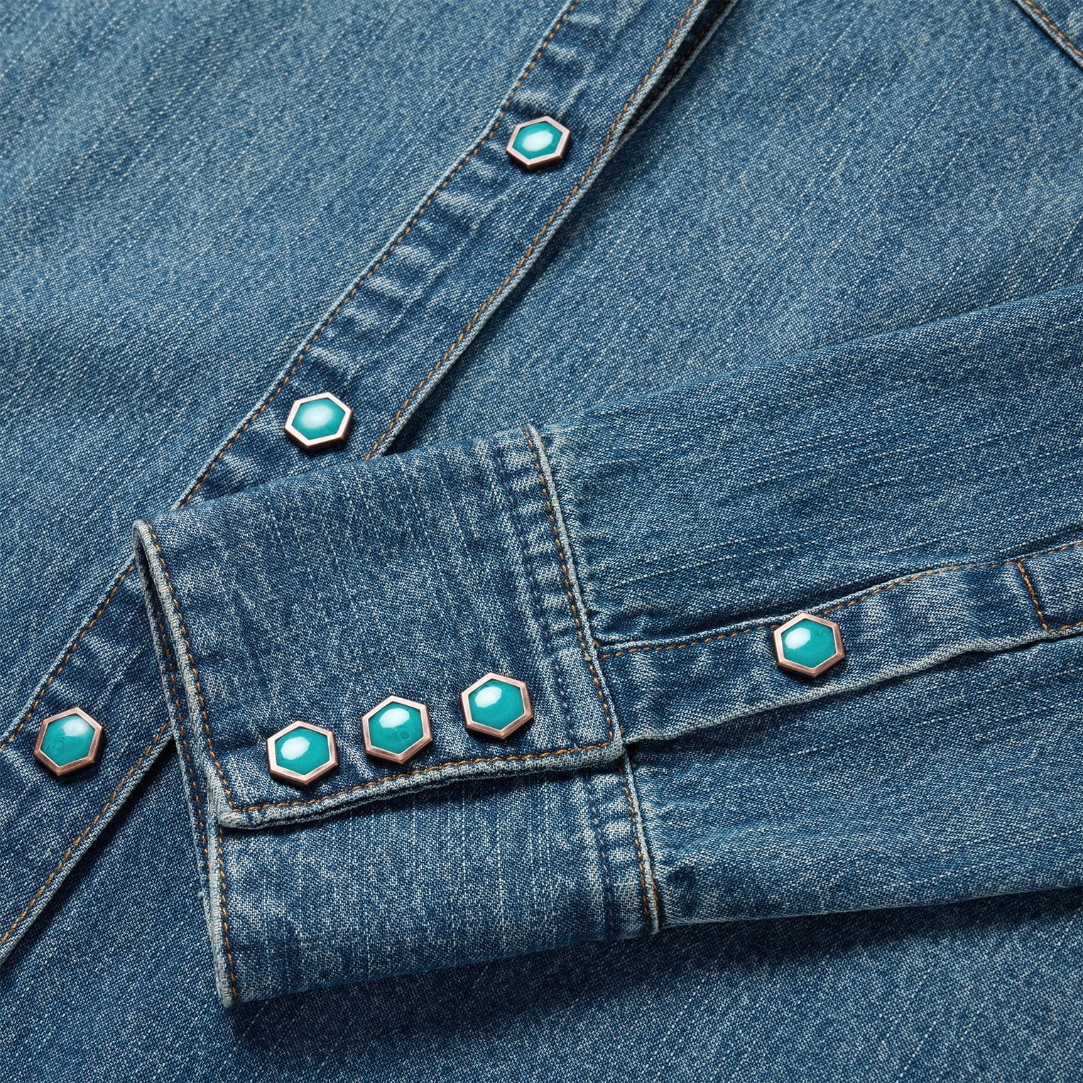 Turquoise Snap Western Denim Shirt | Stetson Blue