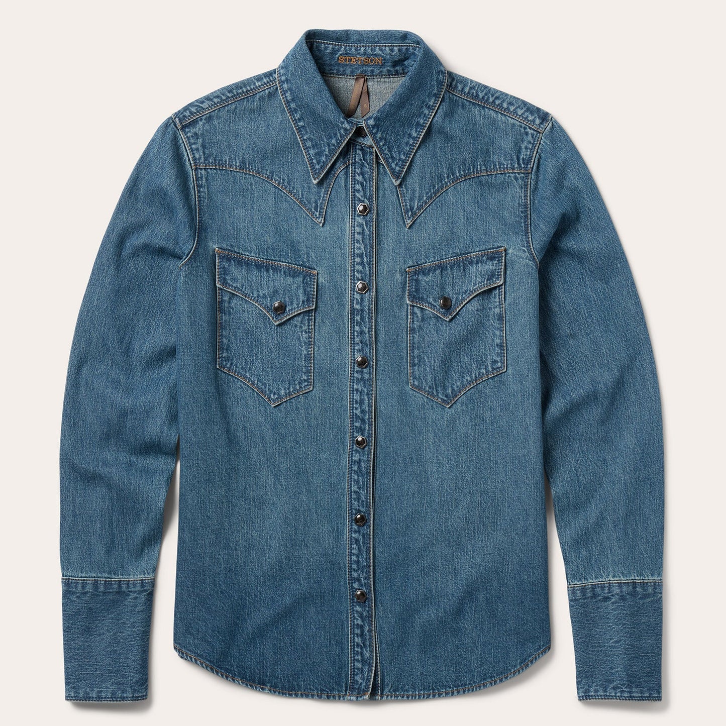 Chocolate Snap Western Denim Shirt | Stetson Blue