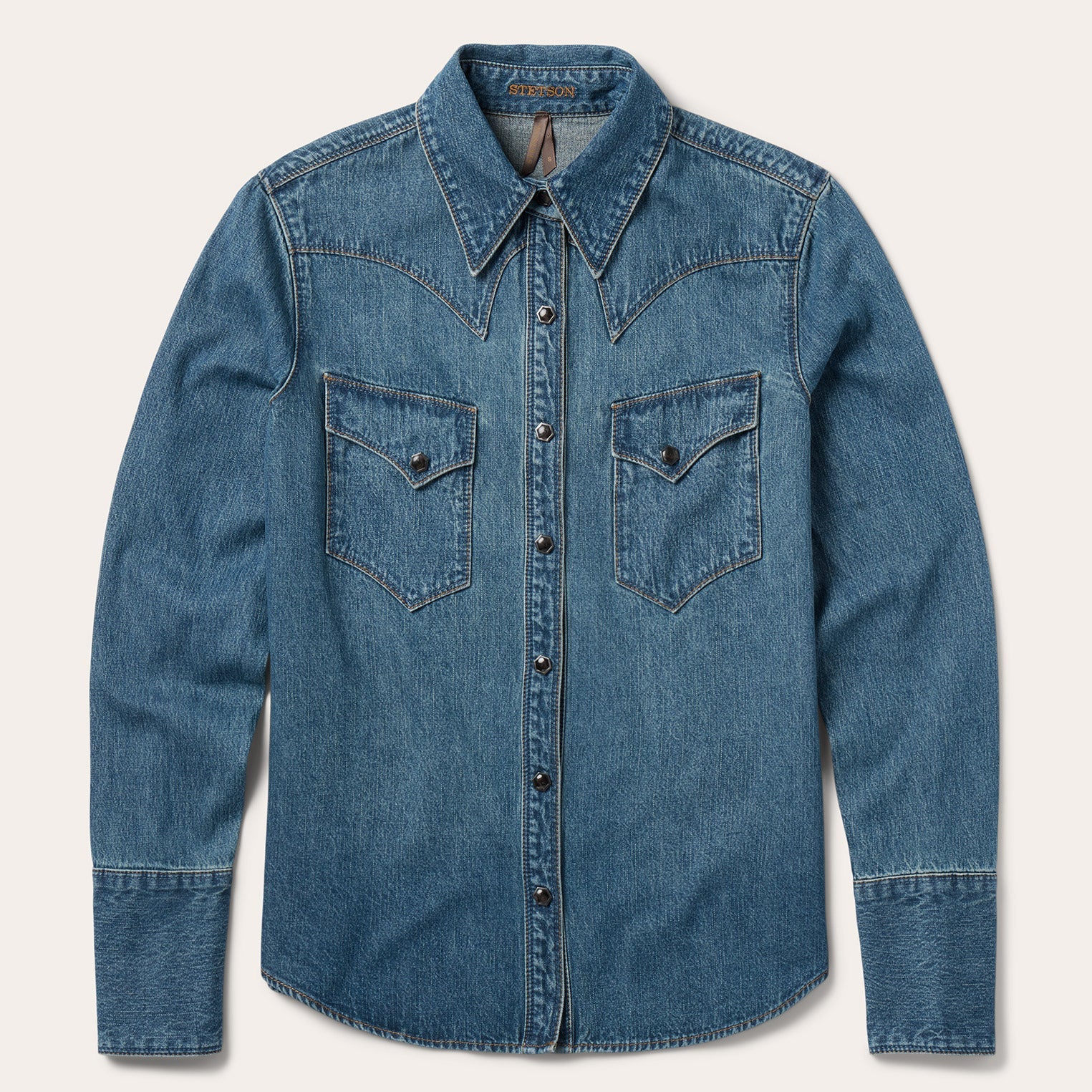 Chocolate Snap Western Denim Shirt | Stetson Blue