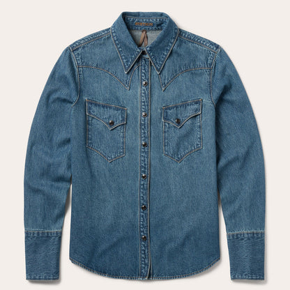 Chocolate Snap Western Denim Shirt | Stetson Blue