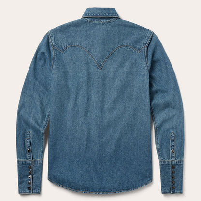 Chocolate Snap Western Denim Shirt | Stetson Blue