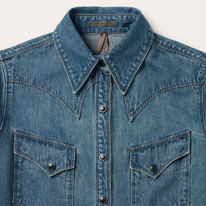 Chocolate Snap Western Denim Shirt | Stetson Blue