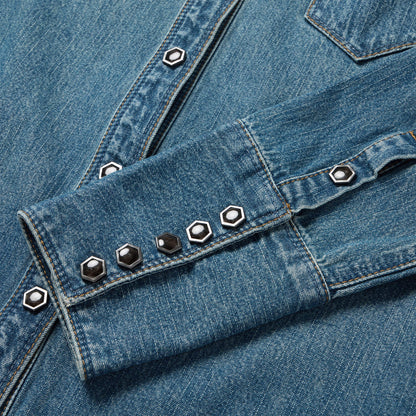 Chocolate Snap Western Denim Shirt | Stetson Blue