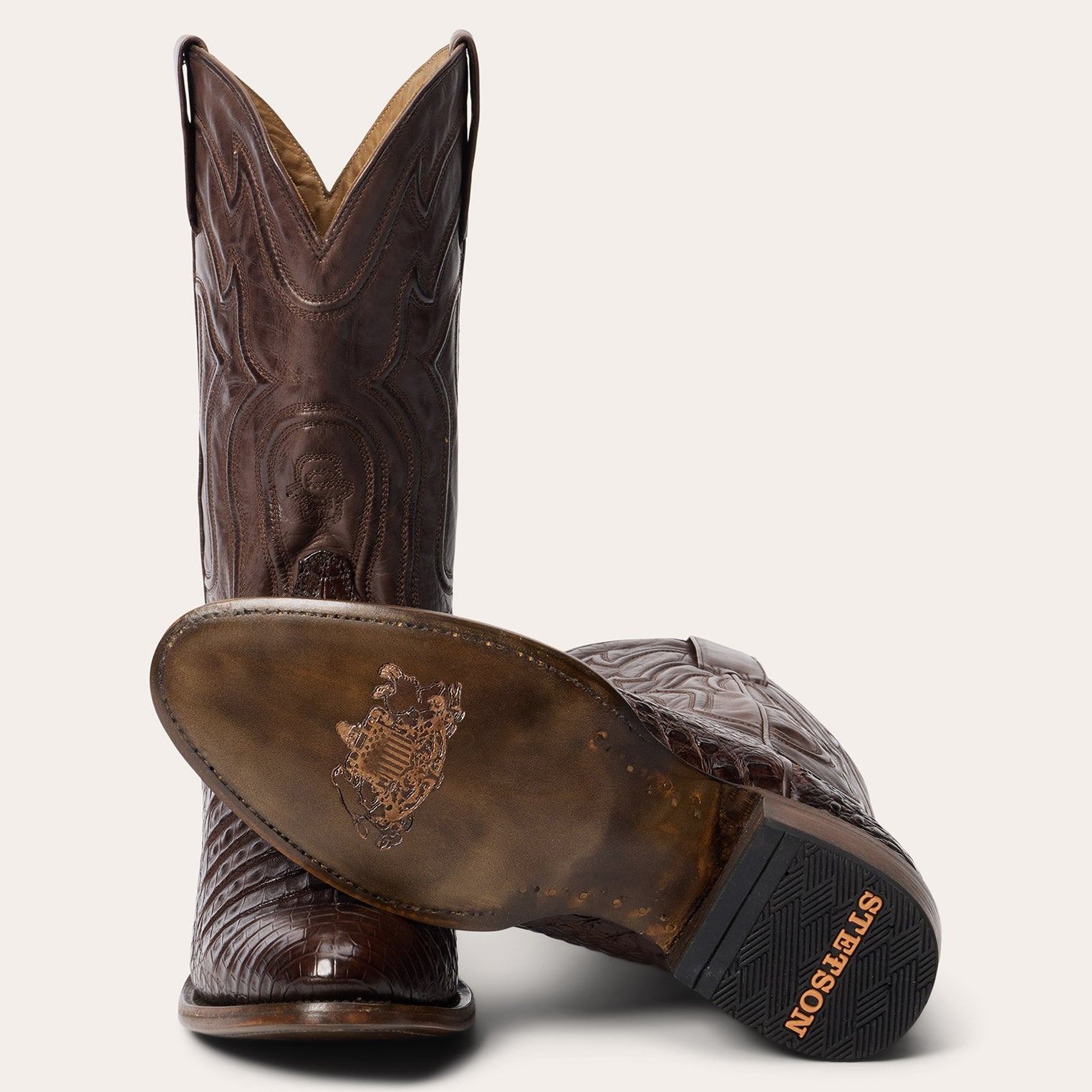 Holliday Caiman Boots | Stetson Tobacco
