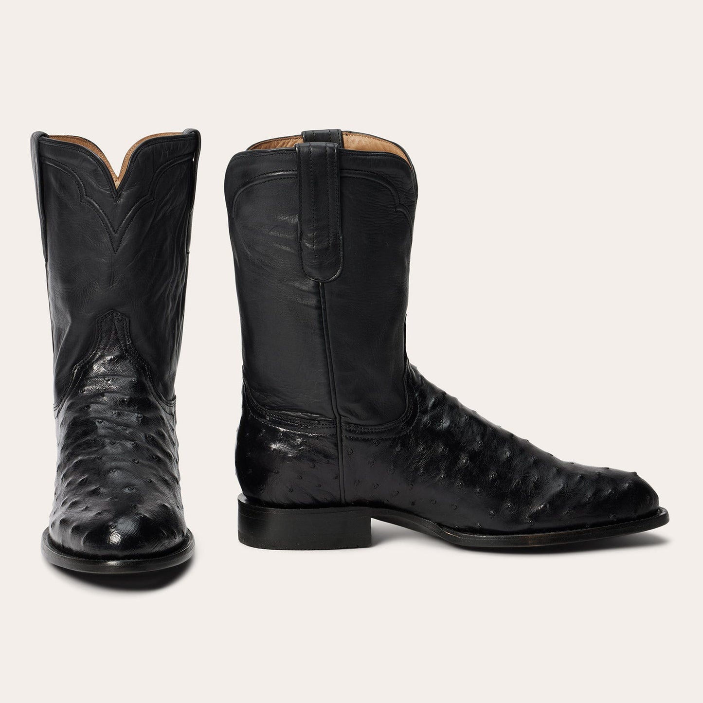 Austin Ostrich Roper Boots | Stetson Black