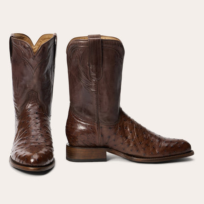 Austin Ostrich Roper Boots | Stetson Tobacco
