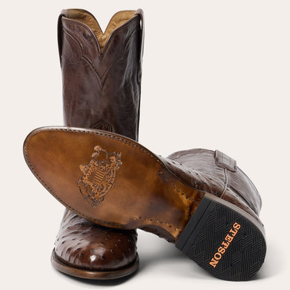 Austin Ostrich Roper Boots | Stetson Tobacco