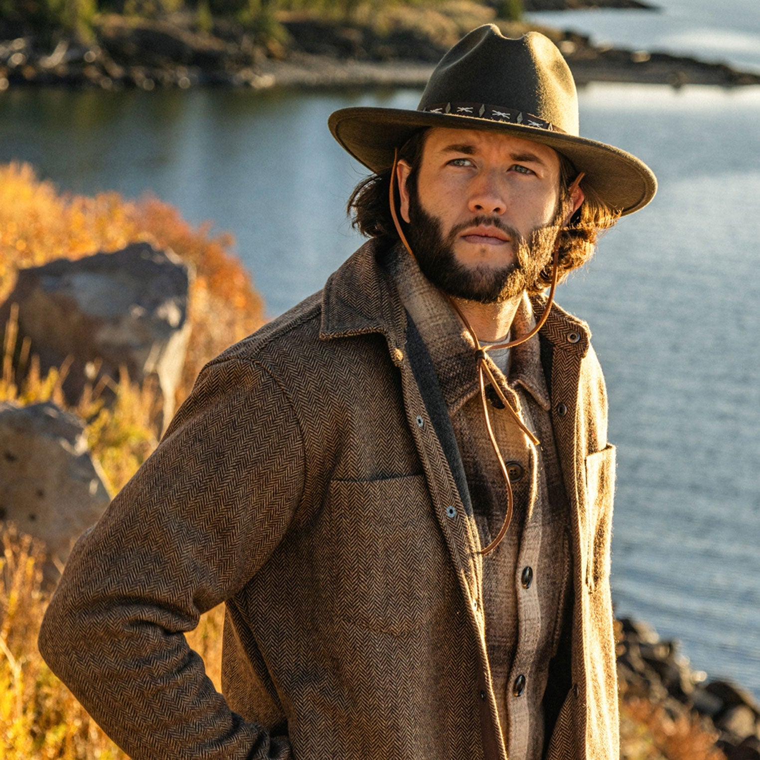 Herringbone Shirt Jacket | Stetson Brown