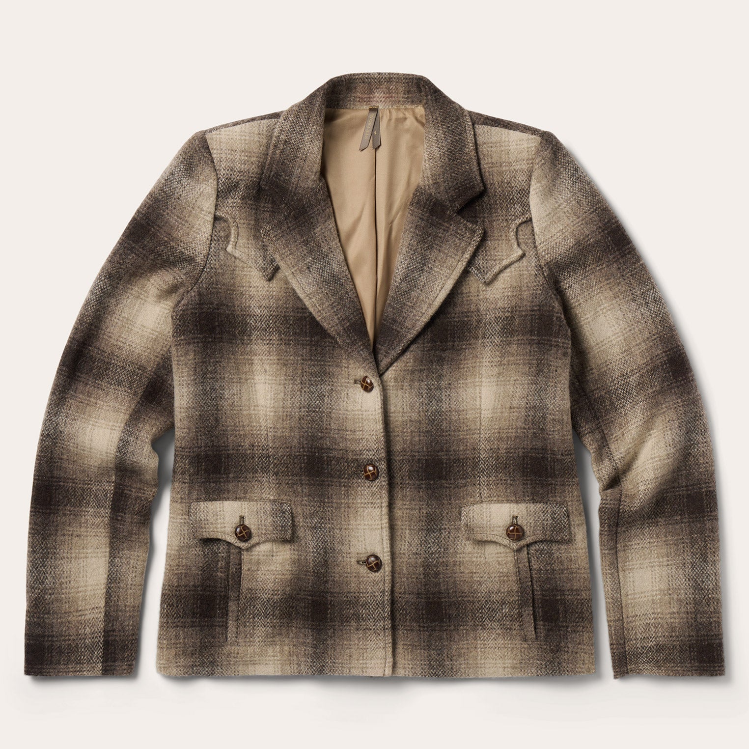 Wool Plaid Western Blazer | Stetson Brown