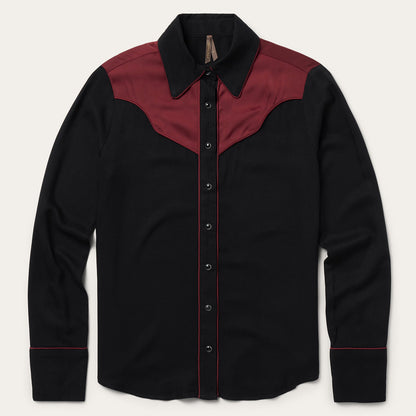 Piped Western Blouse | Stetson Black
