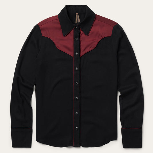 Piped Western Blouse | Stetson Black
