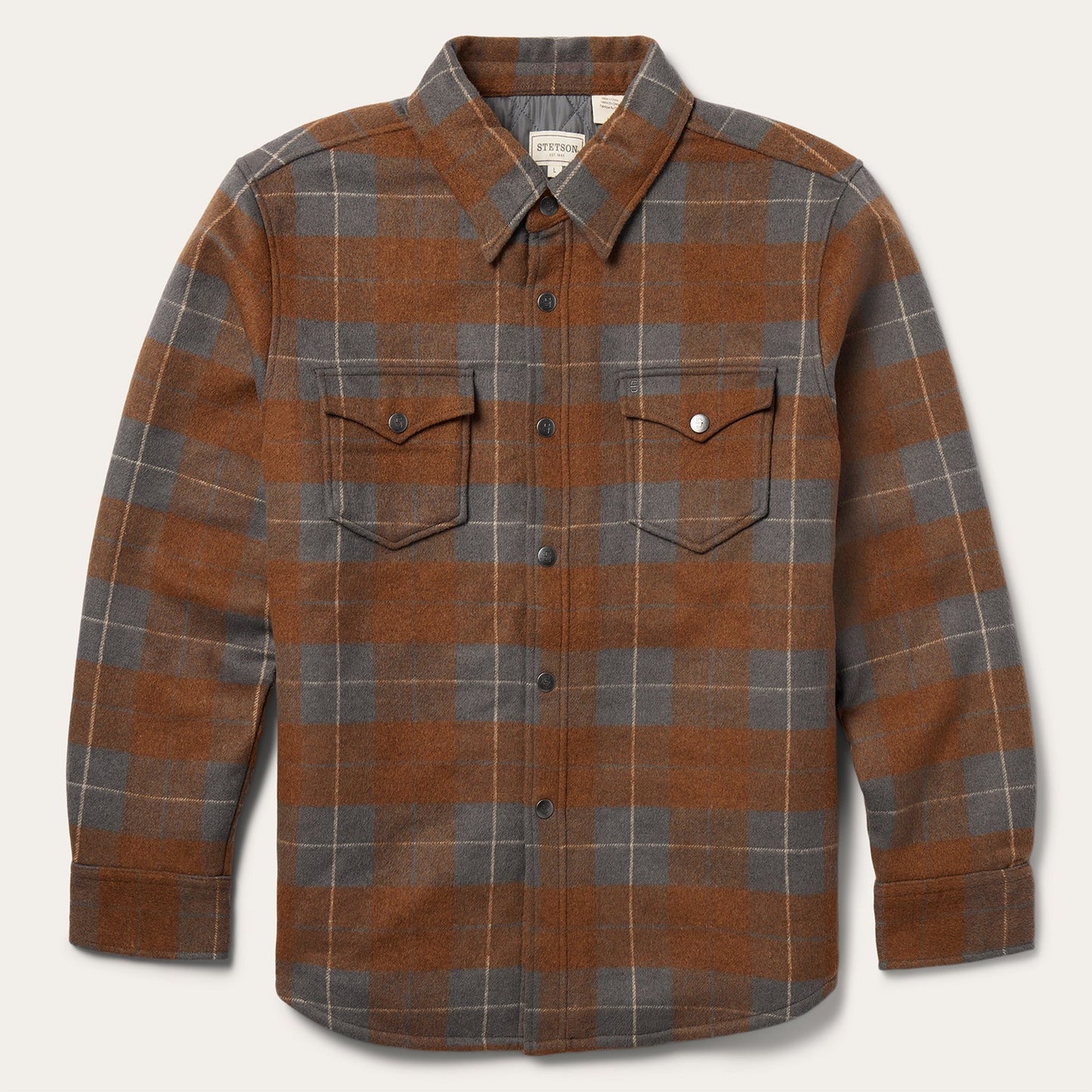 Plaid Western Shirt Jacket | Stetson Brown