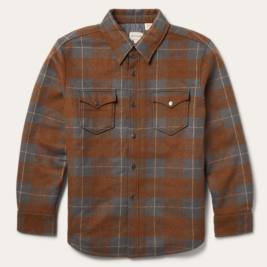 Plaid Western Shirt Jacket | Stetson Brown