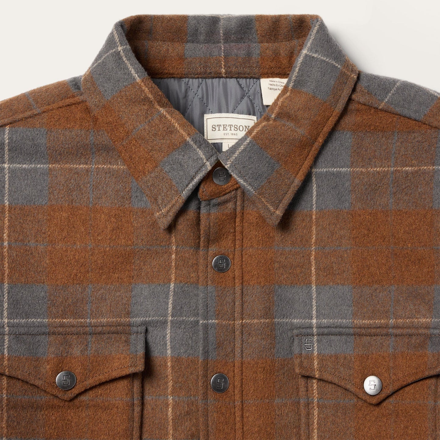 Plaid Western Shirt Jacket | Stetson Brown