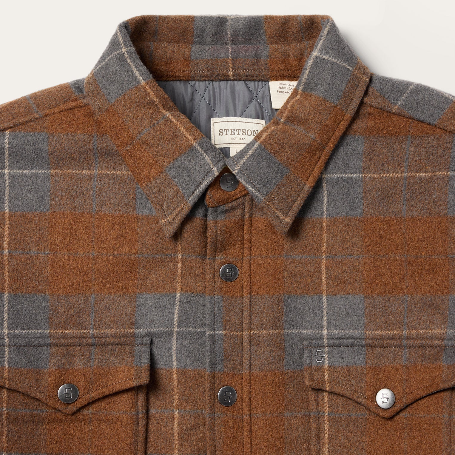 Plaid Western Shirt Jacket | Stetson Brown