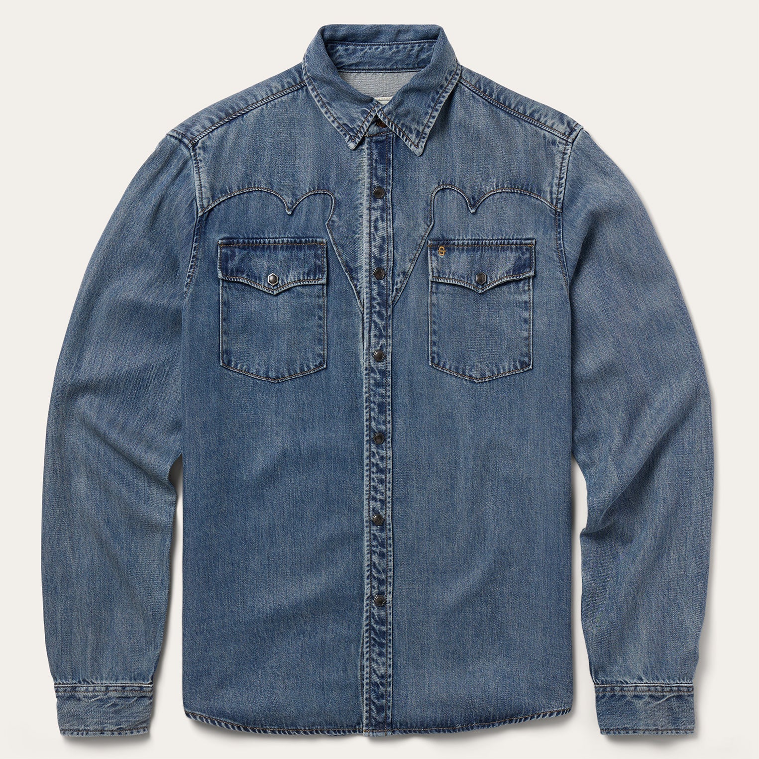 Retro Denim Western Shirt | Stetson Blue