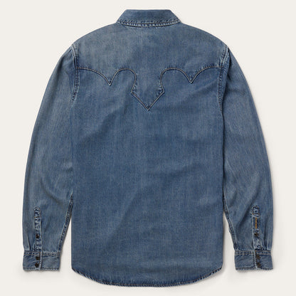 Retro Denim Western Shirt | Stetson Blue