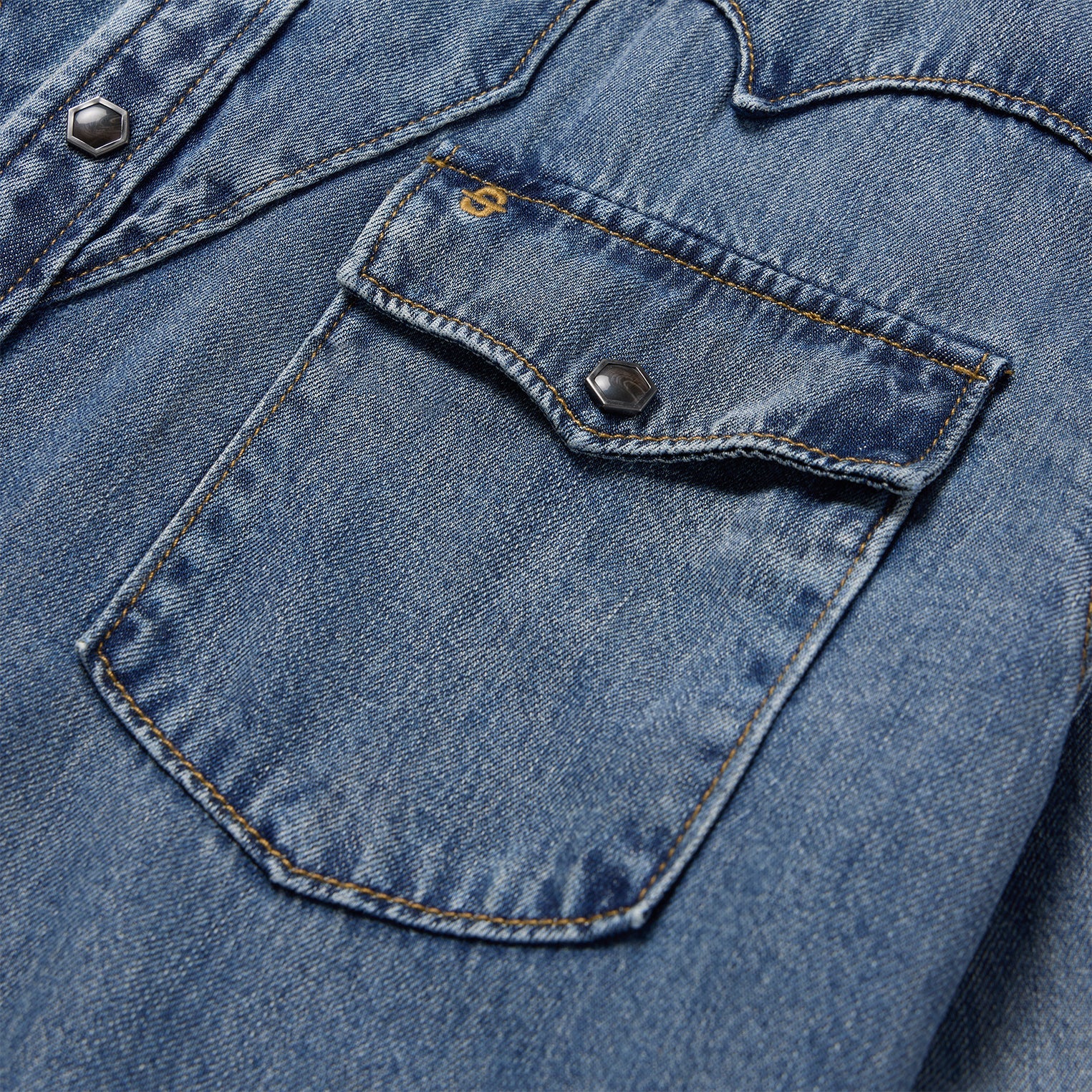 Retro Denim Western Shirt | Stetson Blue