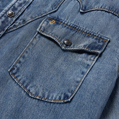 Retro Denim Western Shirt | Stetson Blue