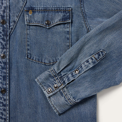 Retro Denim Western Shirt | Stetson Blue