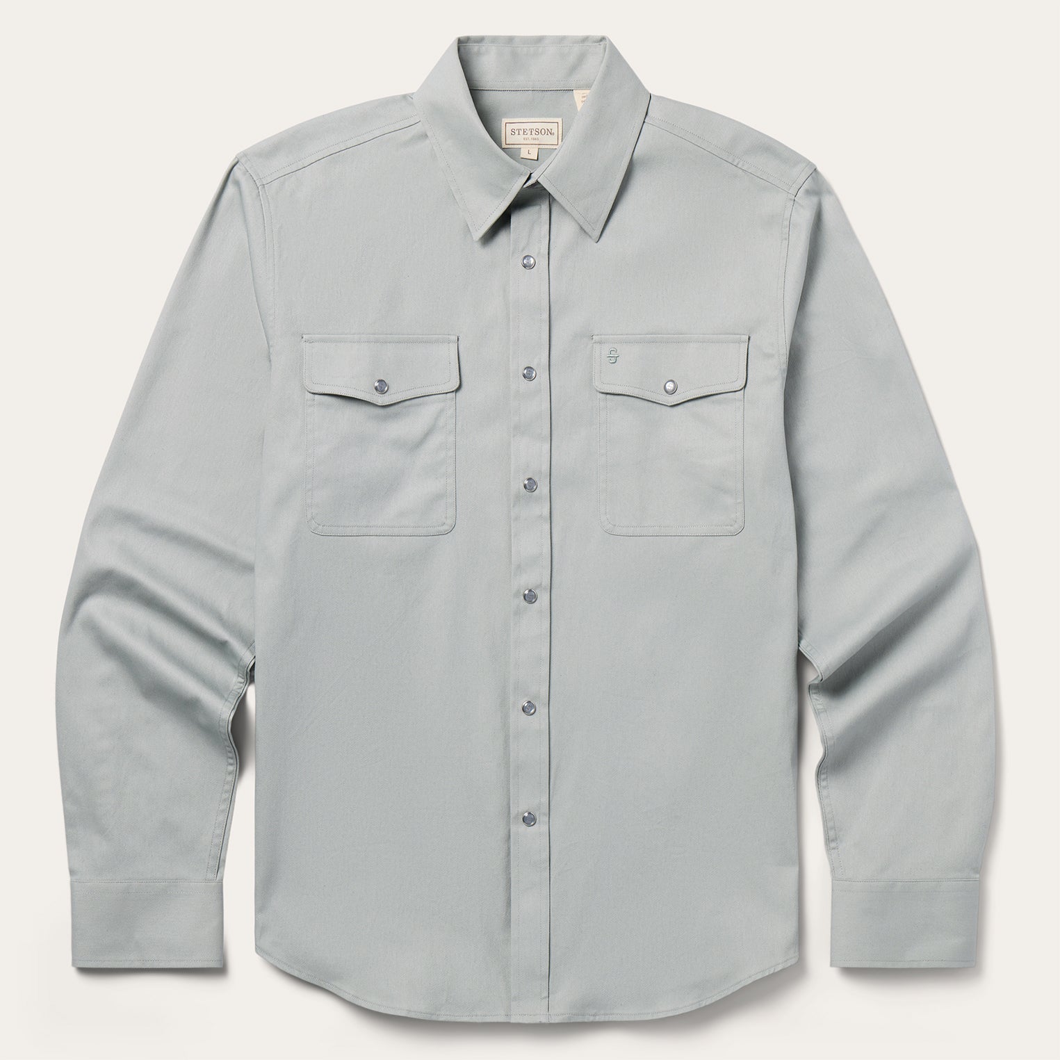 Brushed Twill Western Shirt | Stetson Slate Green