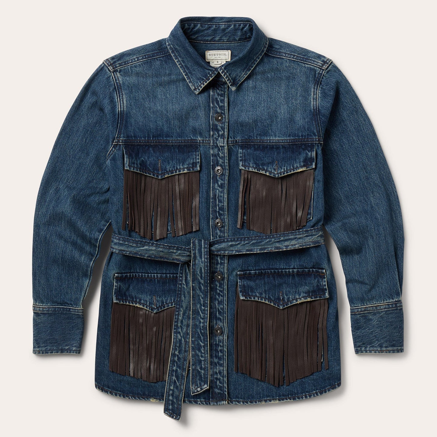 Dark Denim Fringe Jacket | Stetson Blue