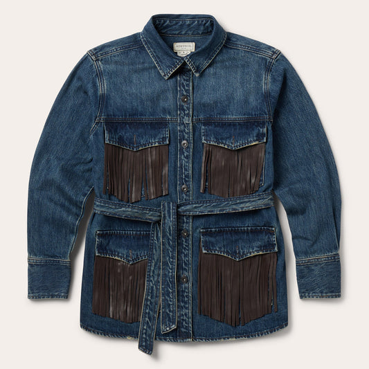 Dark Denim Fringe Jacket | Stetson Blue