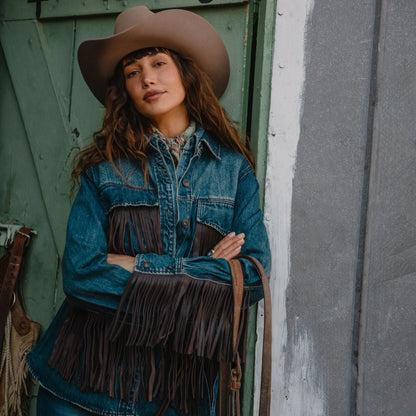 Dark Denim Fringe Jacket | Stetson Blue