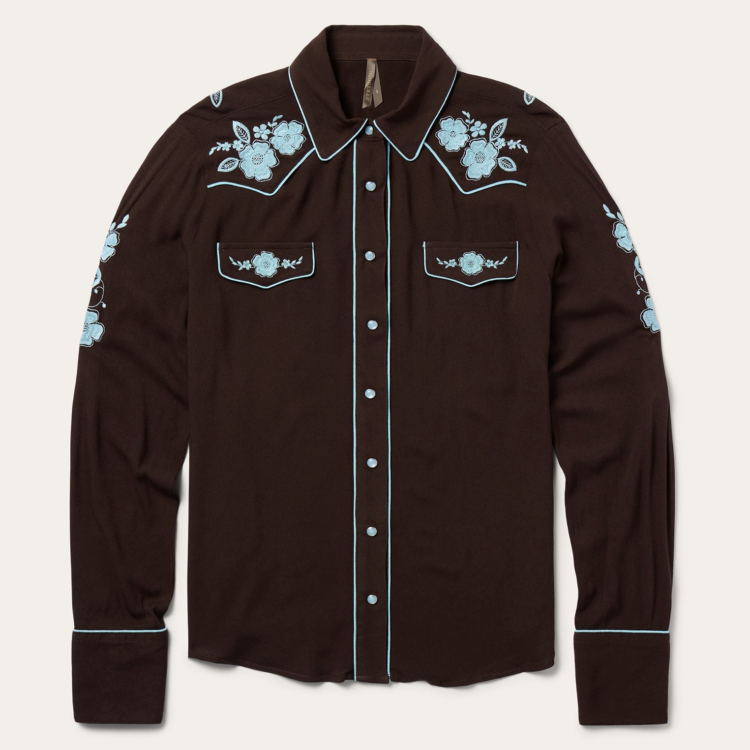 Embroidered Retro Western Shirt | Stetson Brown