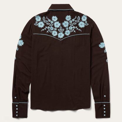Embroidered Retro Western Shirt | Stetson Brown