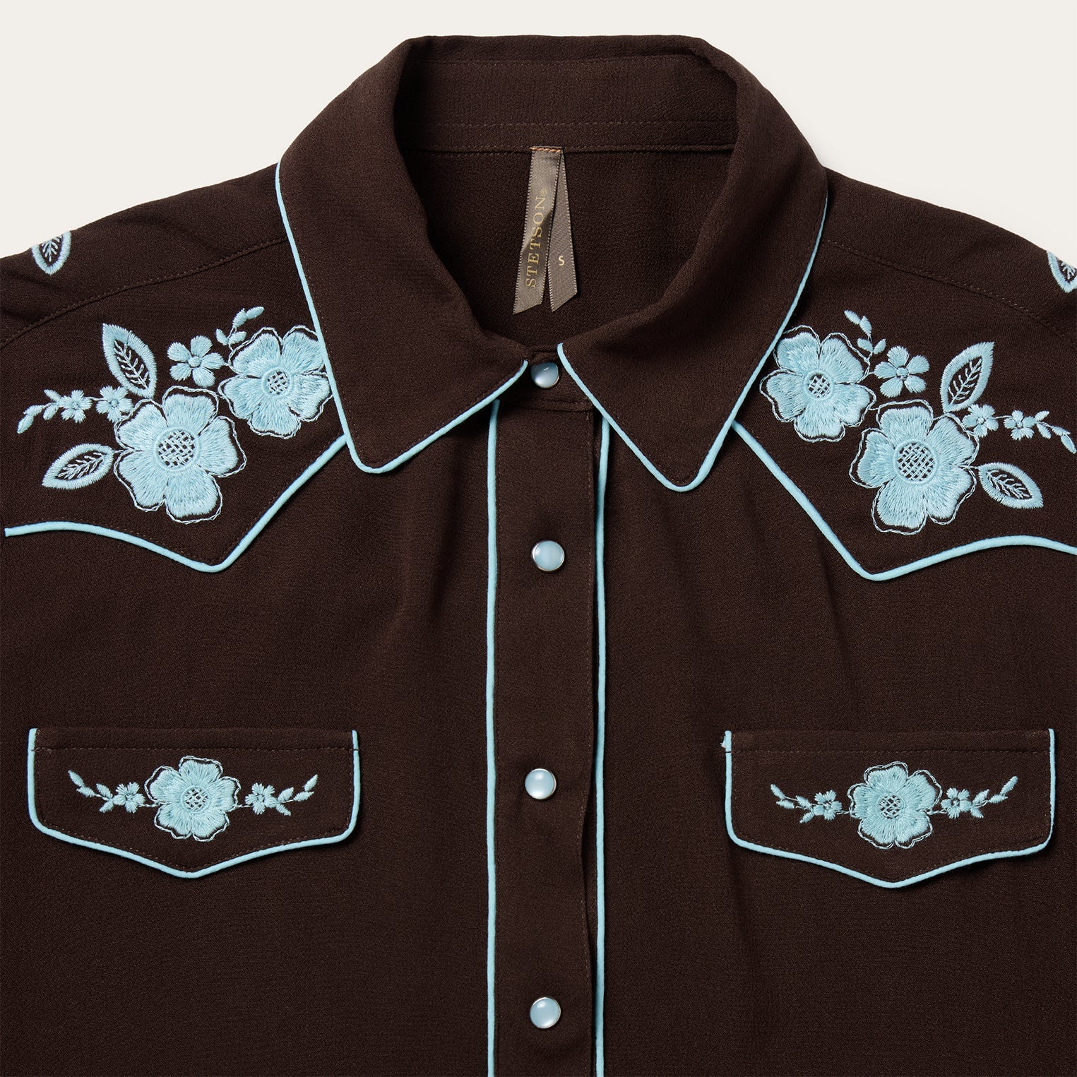Embroidered Retro Western Shirt | Stetson Brown