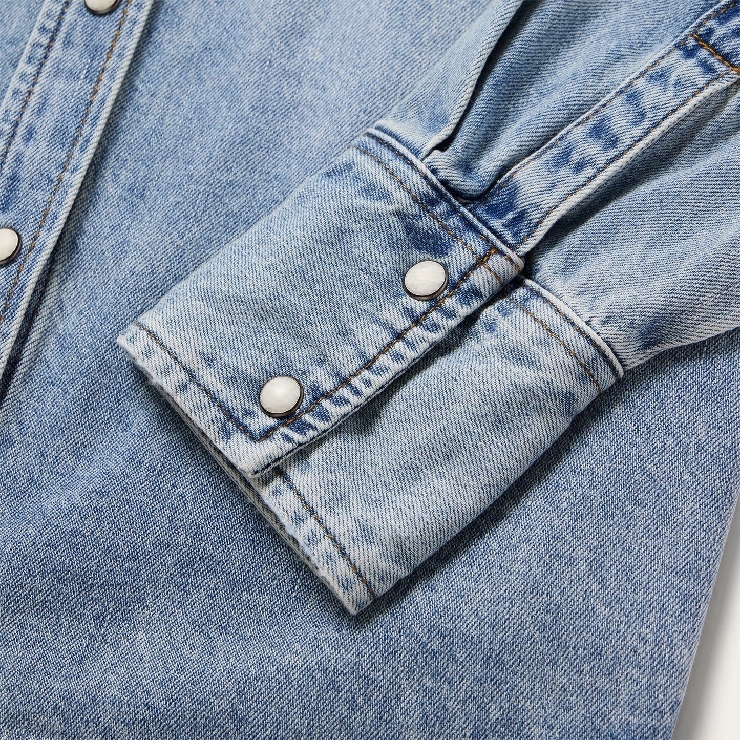 Embroidered Loose Fit Denim Shirt | Stetson Blue