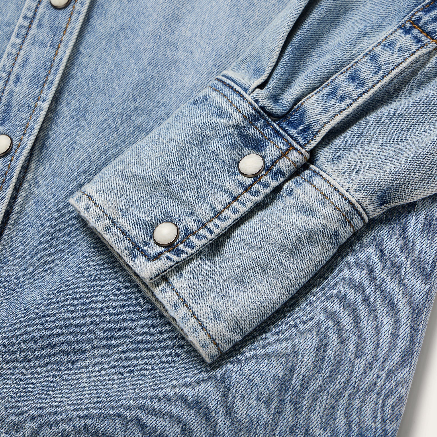 Embroidered Loose Fit Denim Shirt | Stetson Blue