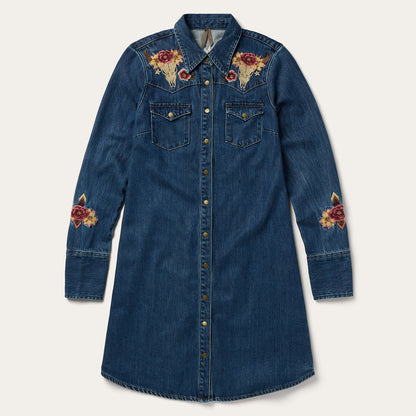 Embroidered Western Shirt Dress | Stetson Blue