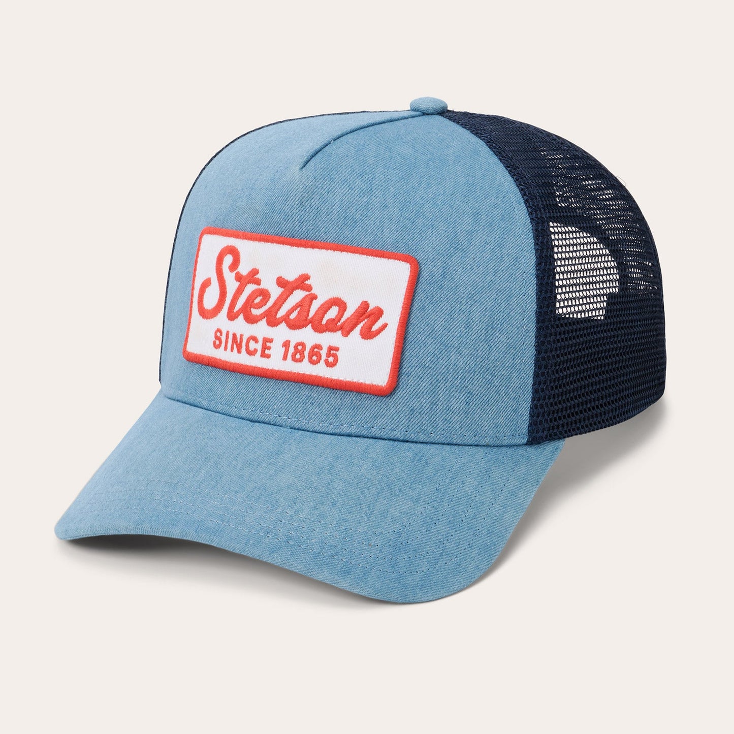 Washed Denim 1865 Patch Trucker Cap | Stetson Blue