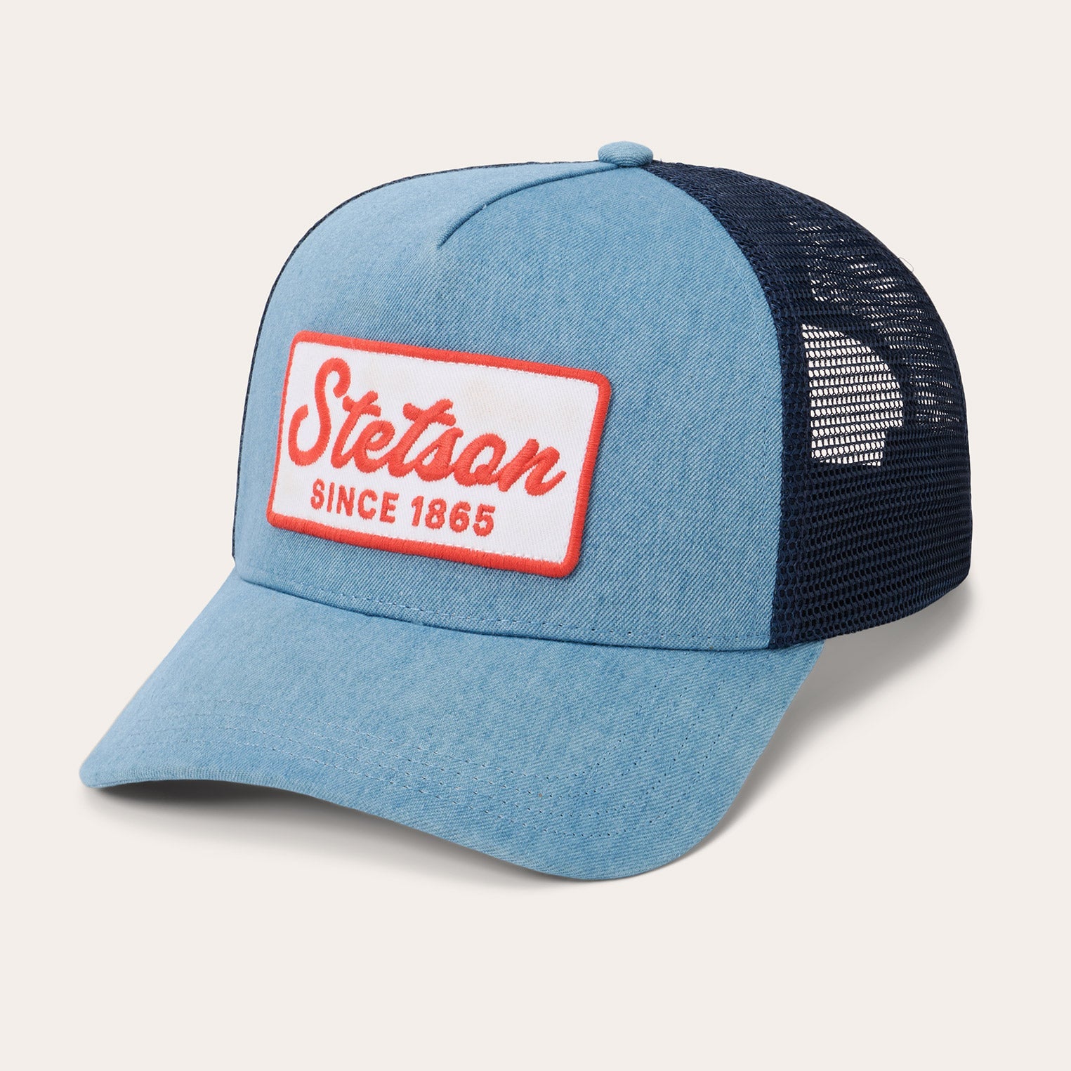 Washed Denim 1865 Patch Trucker Cap | Stetson Blue