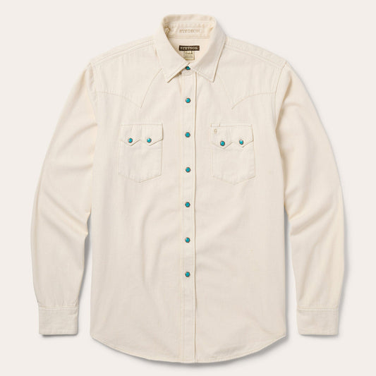 Turquoise Snap Western Denim Shirt | Stetson Cream