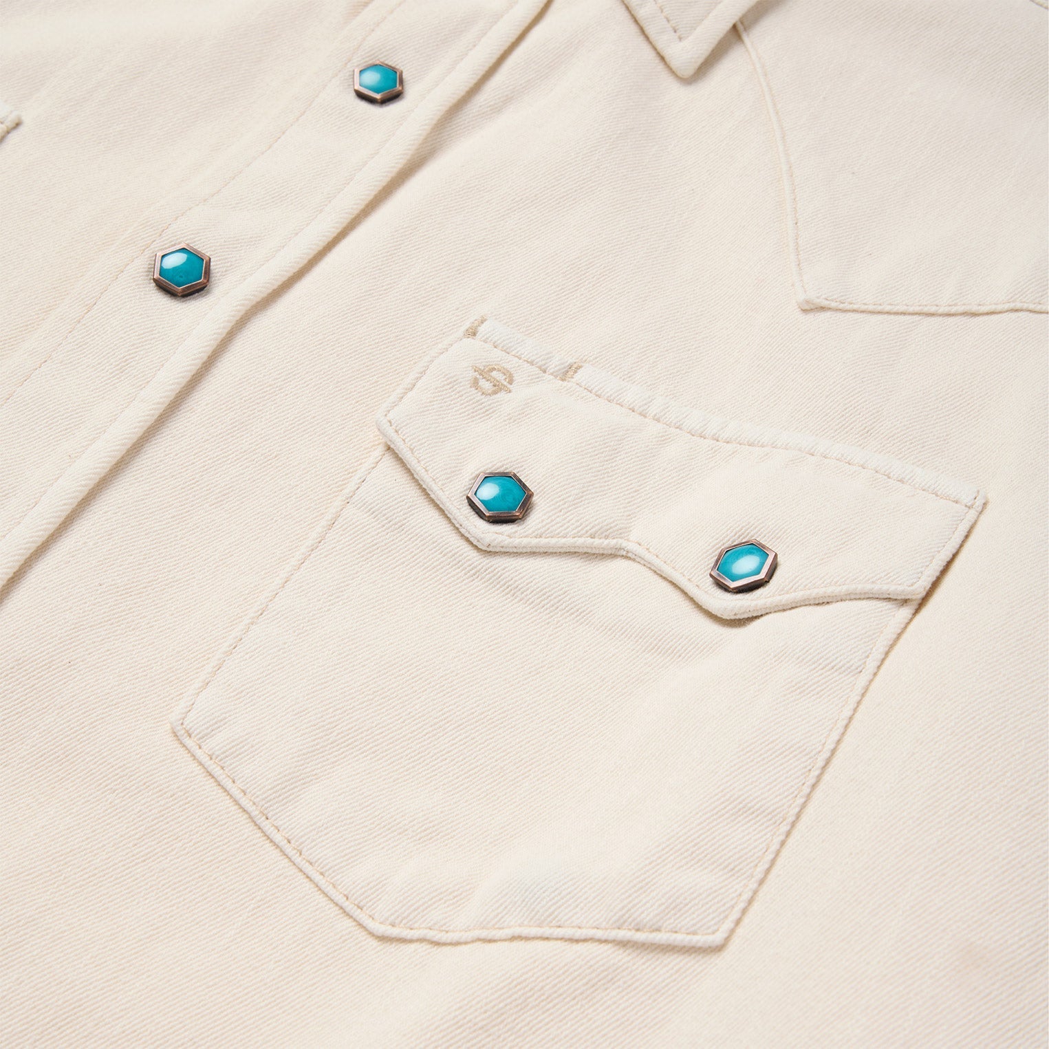 Turquoise Snap Western Denim Shirt | Stetson Cream