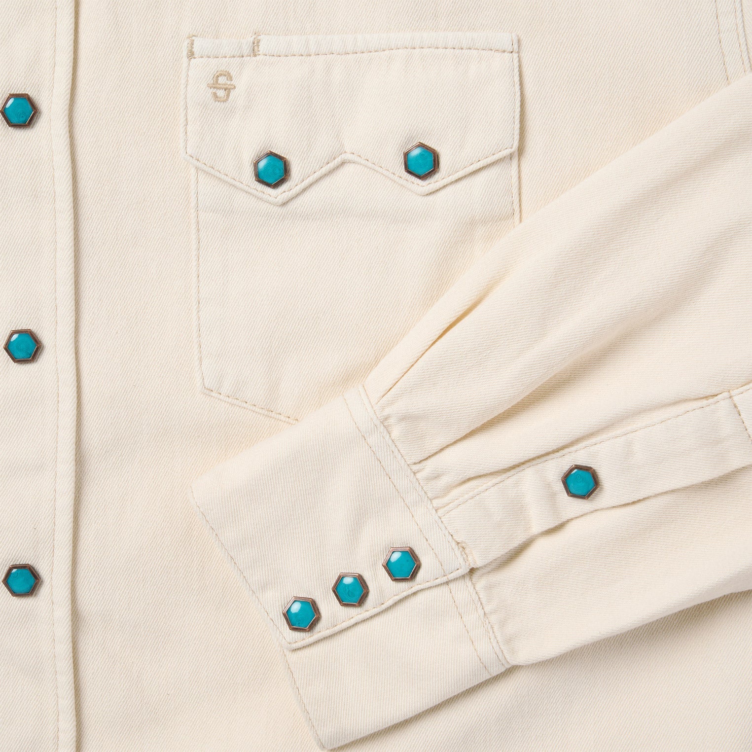Turquoise Snap Western Denim Shirt | Stetson Cream