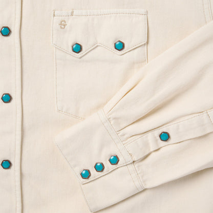 Turquoise Snap Western Denim Shirt | Stetson Cream