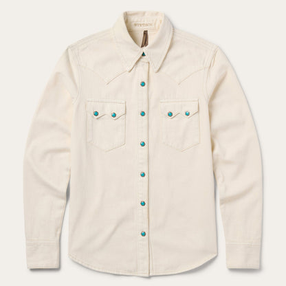 Turquoise Snap Western Denim Shirt | Stetson Cream