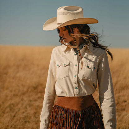 Turquoise Snap Western Denim Shirt | Stetson Cream