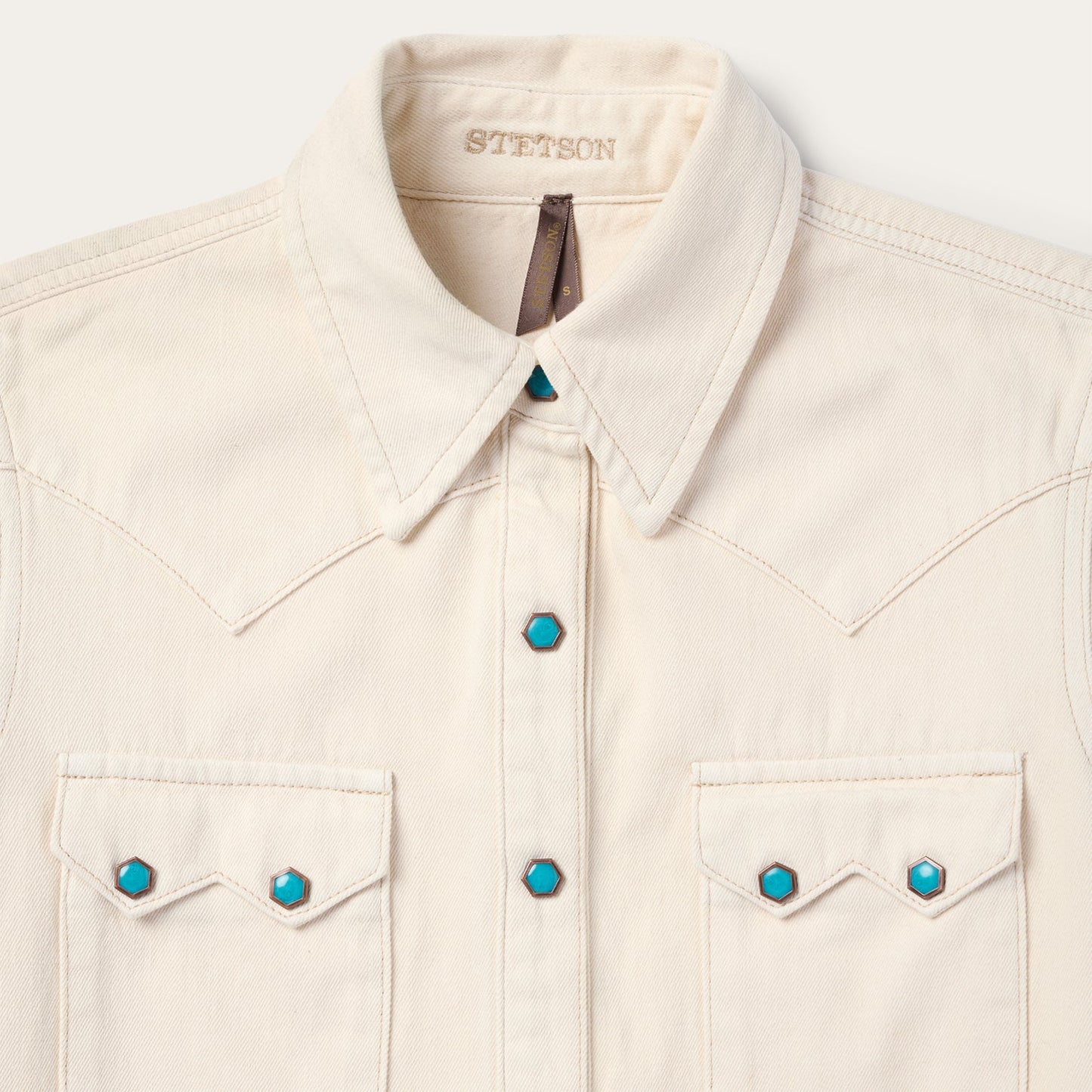 Turquoise Snap Western Denim Shirt | Stetson Cream