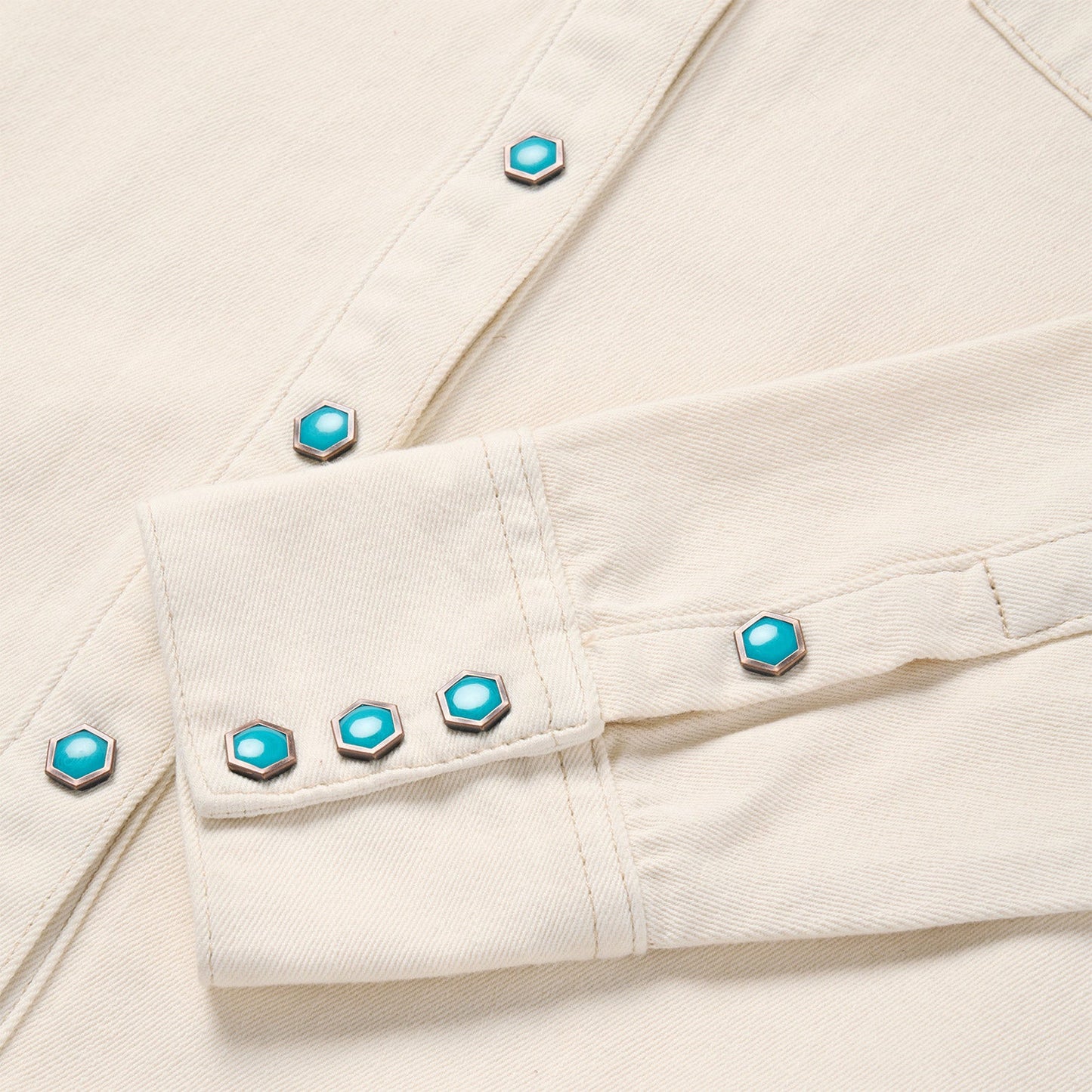 Turquoise Snap Western Denim Shirt | Stetson Cream
